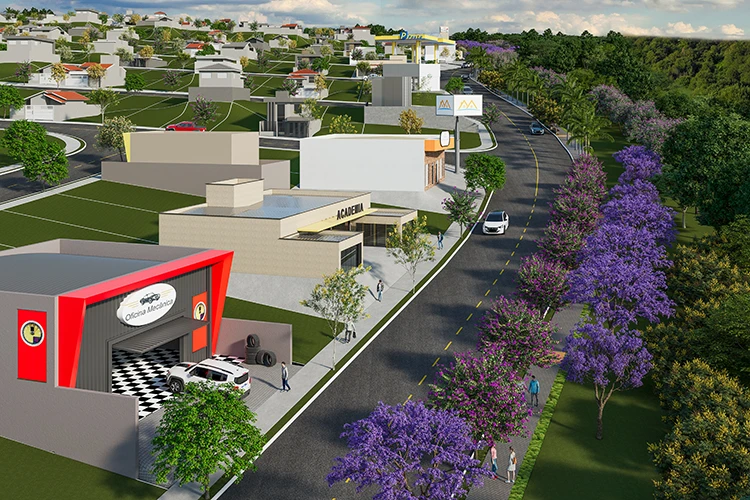 Perspectiva da rua comercial do Novo Jardim São Francisco